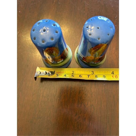 Vintage hand painted cabin in trees landscape salt pepper shakers made in Japan - Picture 3 of 5